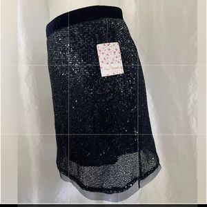 Free People Wild Child Navy Blue Sequin Mini Skirt
